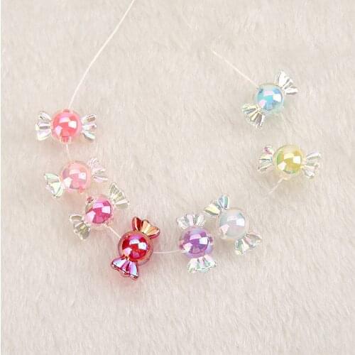 10pcs/lot Cute Multicolor Cabochons Resin candy beads with hloe for DIYJewelry Materials