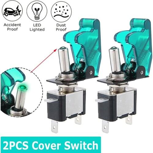2pcs Car Auto Cover LED Light Toggle Switch Racing SPST ON/OFF ATV 12V 20A For Boat Truck DIY Accessories Parts