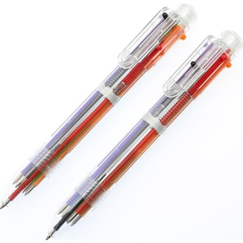 2pc Diy New Creative Multi-Color Ball Pen Cute Six In One Child Student Stationery Gift School Office Supplies (Color Random)