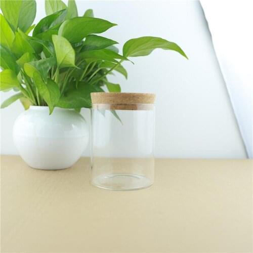 4pcs/lot 85*100mm 450ml Storage Glass Bottle Food Jar Container Transparent Kitchen Storage Containers Cork Glass Bottles Jars