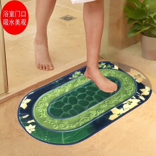 50x80cm 3d Oval Flannel Carpet , Bathroom Absorbent Non-slip Floor Mat , Door Mat