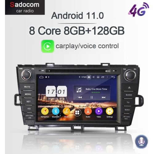 720P PX6 DSP 8" Android 10.0 Car DVD Player 4GB RAM 64G ROM 8 core left right car radio autoradio GPS For Toyota PRIUS 2009-2013