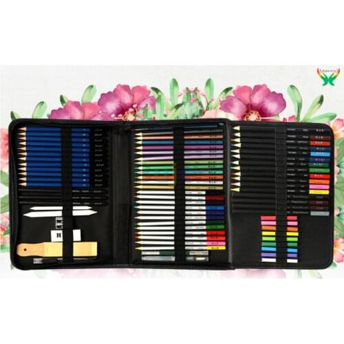 74pc/set Pencil set water soluble oily metallic color pencil professional art supplies charcoal drawing pencil color lead