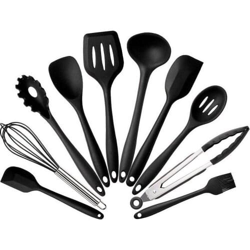 10 Piece Household Silicone Non-stick Kitchen Utensil Anti-scalding Cooking & Baking with Eggbeater Tools Accessories Set