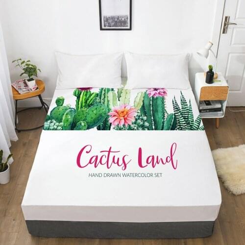Elastic fitted sheet bed sheet With An Elastic Band 150/180/200/160*200 Mattress Cover Double Bed cover Nordic cactus land