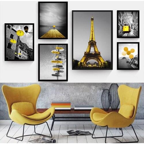 European Yellow Landscape Poster Decorative Canvas Painting Wall Art Picture Artistic Poster Living Room Decoration Home Decor
