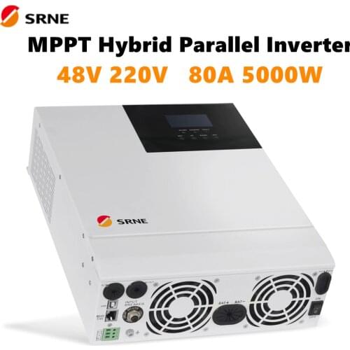 SRNE MPPT Hybrid Solar Charge Parallel Inverter 80A Controller 5000W Pure Sine Wave Inverter 48V 230V PV 145V 50Hz 60Hz Off-Grid