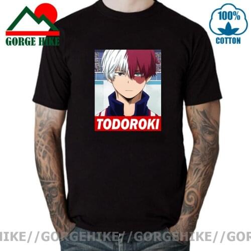 GorgeHike Todoroki Shoto Vintage My Hero Academia T Shirt Men Anime Manga Short Sleeve Clothes Normal Tee Purified Cotton TShirt
