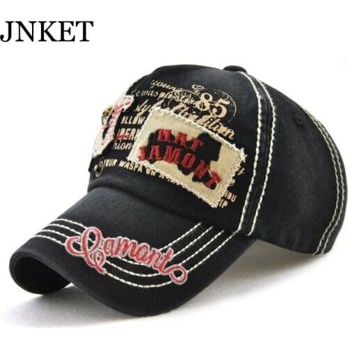 JNKET Retro Style Baseball Cap Washed Fabric Cap Sun Hat Metal Skull Hip Hop Caps Applique Embroidery Casquette Gorras Baseball