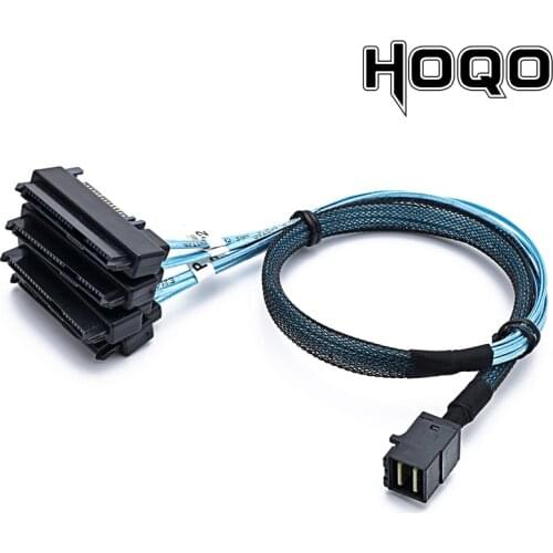 20PCS AS SATA Cable SFF-8643 To 4 SFF-8482 Internal Mini SAS HD to 4 SFF8482 connector with 15pin Power Port Hard Drive Splitter