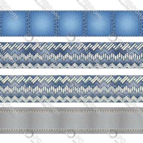 16-75MM Denim Pattern Printed Grosgrain Polyester Ribbon 50 Yards Gift Wrapping Diy Bows Wedding Drections Ribbons