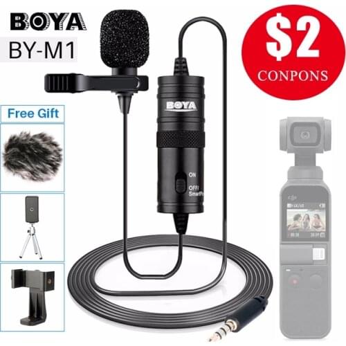BOYA BY-M1 Vlog Audio Video Record Microphone for iPhone Android Mac Lapel Mic Lavalier Microphone for DSLR Camera Camcorder
