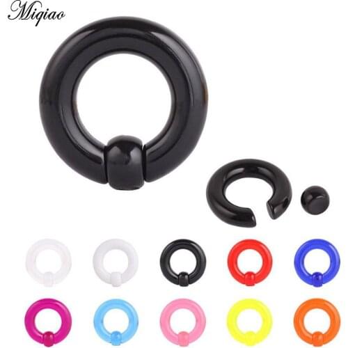 Miqiao 2 Pcs European and American Popular Piercing Jewelry Nose Ring Multicolor Acrylic Clip Ball Ring Stud Earrings