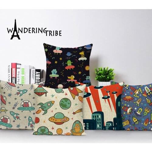 Cartoon Pillow Cases Outer Space Decorative Throw Pillow Covers Colorful Cushion Child Decoration Covers for Cushions Cover Case