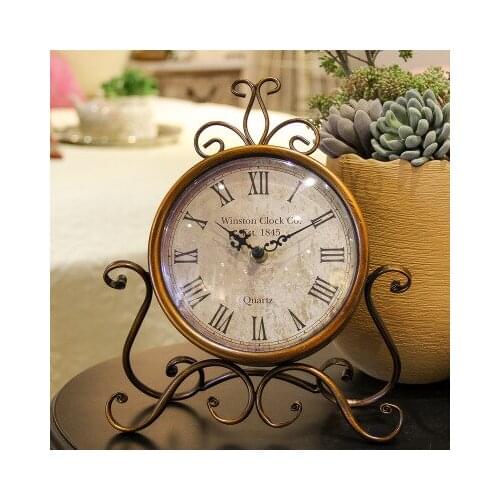 Night Office Pendulum Silence Bedroom Vintage Clock Retro Decoration Table Alarm Mute Furnishing Desktop Desk Metal Clock LY456