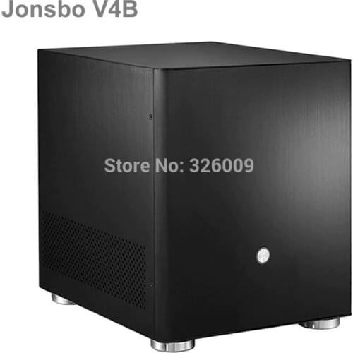 Original Jonsbo V4B V4 Black HTPC case MATX with All Aluminum 1.5mm 3.5'' HDD USB3.0 5Gbps PCI Slot
