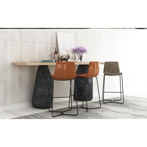 Nordic Tieyi Bar Chair Bar KTV Office Front Desk Special Chair Creative High-legged Bar Chair Simple Leather Art Bar Chair