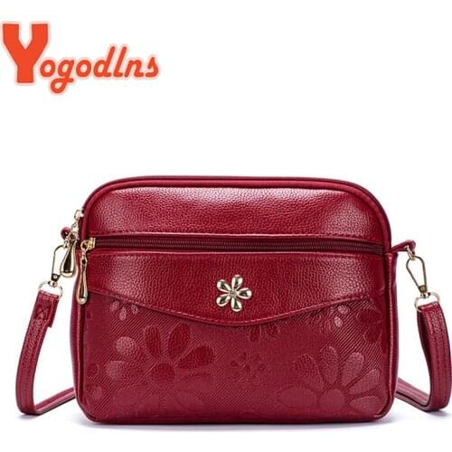 Yogodlns Vintage Printing Shoulder Bag Women PU Leather Crossbody Bag Casual Messenger Bag Multifunction Shopping Handbag Purse