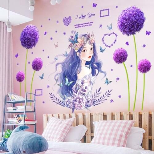 Warm Cartoon Girls Wall Stickers Kawaii Home Decor Wallpaper Home Living Room Decoration Teen Aesthetic Self-adhesive Art Poster