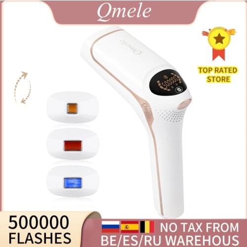 Qmele 3 in1 IPL Laser Hair Removal Machine Full Body Bikini Trimmer woman Electric 500000 Pulse LCD Permanent Epilator