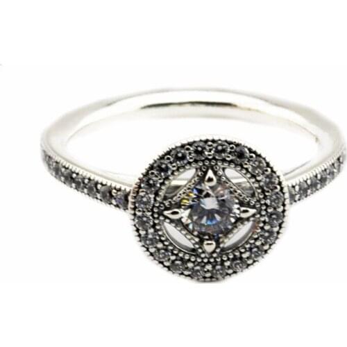 Vintage Allure Silver Rings for Women 100% 925 Sterling Silver Rings Jewelry Clear CZ Classic Female Ring for Wedding Jewelry