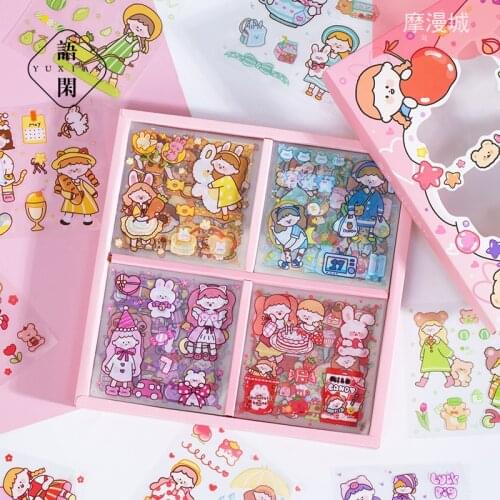 BULA 100PCS/set Kawaii PET Waterproof Stickers Scrapbooking DIY Bullet Journal Diary Decorative Mobile Craft Stickers