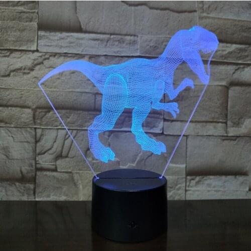 2019 Best Selling 3D Lamp Jurassic World Tyrannical Dragon Battery Powered 7 Color with Remote Modern Led Night Light Lamp