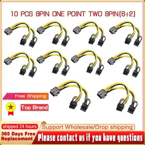 10Pcs 8 Pin PCI Express Dual PCIE 8 (6+2) Pin Power Cable Motherboard Graphics Video Card PCI-E GPU Power Splitter Power Cable