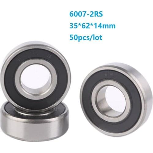 50pcs/lot 35x62x14mm 6007RS 6007-2RS 6007 2RS 35*62*14mm Double seal Deep Groove Ball bearing