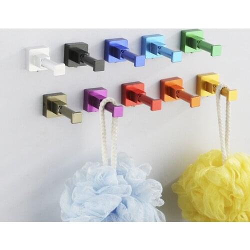 9 Colors Space Aluminum Multi-color DIY Towel Wall Hook Nail Bathroom Kitchen Clothes Key Hat Rack Bag Hanger Holder