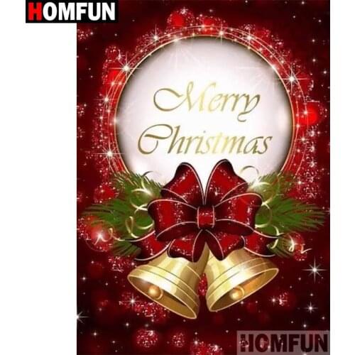 HOMFUN Diamond Painting "Christmas bell"Cross Stitch Custom Photo Diamond Embroidery Square Round Drill Home Decor A30173