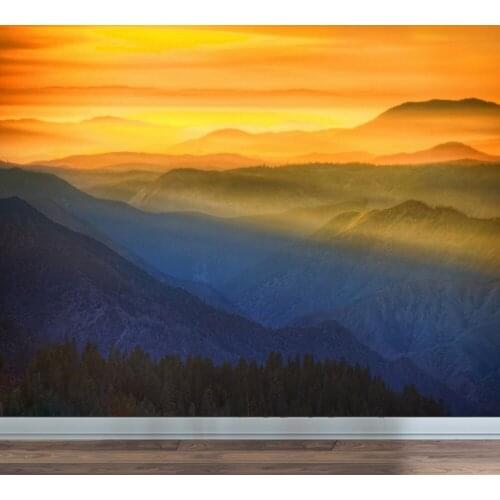 Free Shipping Sunset Glow Alpine Red Sun Scenery Simple Wall Custom 3d Wallpaper Bedroom Living Room Decoration Cheap Mural