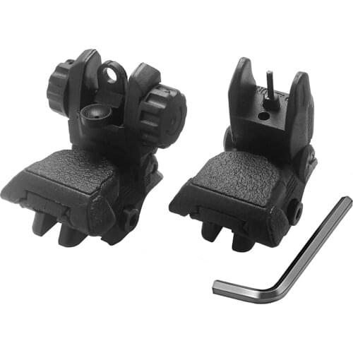Bugleman Tactical Front & Rear Sight Dual Aperture Set Flip Up Back Up Sight .223 Polymer Black Tactical Hunting Accessories