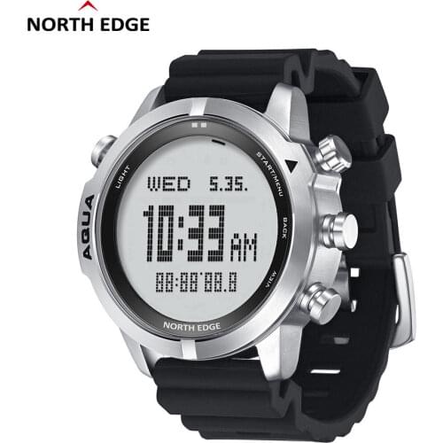 NORTH EDGE AQUA Mens Diving Digital Watch Scuba Diving NDL 50M Dive Outdoor Watches Altimeter Compass For Huawei Android IOS