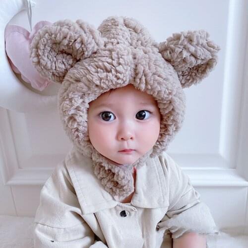 Cartoon Ears Children Hats for Boys Girls Winter Warm Fur Plush Kids Bomber Hat Beanies Toddler Baby Hats and Caps Accessories
