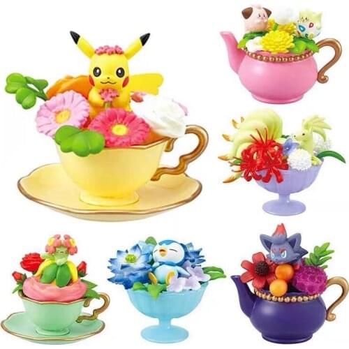 Tomy Pokemon Pikachu Piplup Action Figure Model Decoration Blind Box Flower Basket Toy