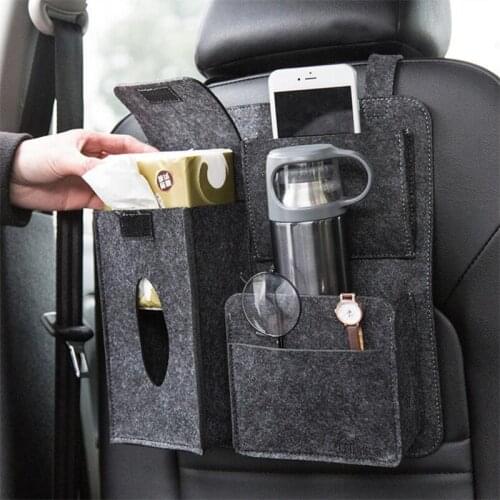 Felt Car Storage Bags Seat Back Hanging Bag Car Organizer Automotive Goods Stowing Tidying Tissue Boxes