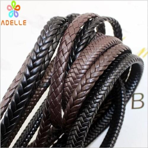 HOT Black/Coffee 9/12mm Braid PU strap Faux Leather Strip Fashion Necklace Bracelet DIY jewellery free shipping 10m