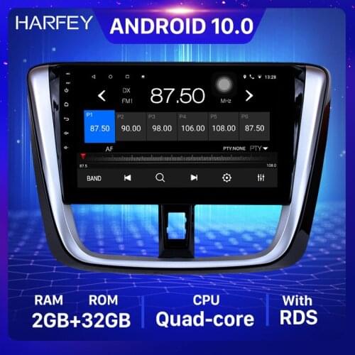 Harfey GPS Navigation car Multimedia Player 10.1" 2din Android 10.0 Car Radio for 2014 2015 2016 2017 TOYOTA VIOS Yaris