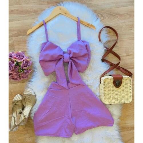 Fashion Kids Baby Girl Summer Outfits Solid Color Two-Pieces Big Bow Straps Tank Crop Tops+Wide Leg Shorts Girl Sets 2-7Years