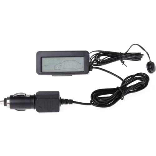 Mini Digital Car LCD Display Indoor Outdoor Thermometer 12V Vehicles Temperature Meter with 1.5m Cable Sensor