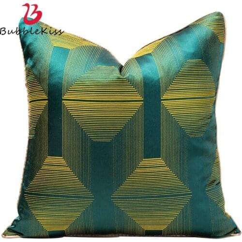 Bubble Kiss Soft Emerald Jacquard Pillow Case Nordic Dark Green Pillow Cover for Living Room Sofa Chair Silky Cushion Cover
