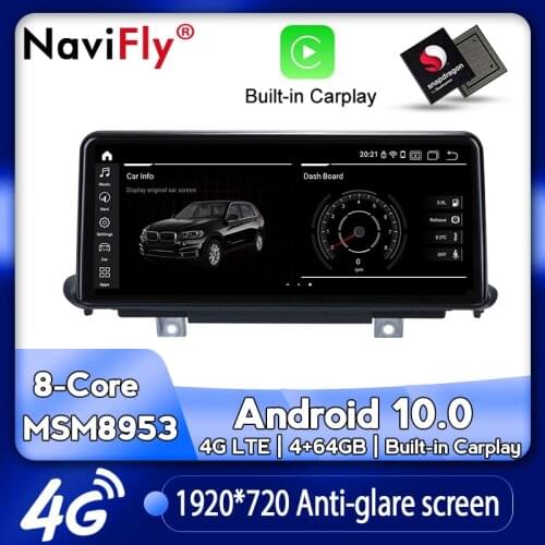 NaviFly Android 10.0 Car multimedia Player for BMW X5 F15 X6 F16 2014-2017 NBT System GPS Navigation IPS 4G LTE WIFI 1920*720
