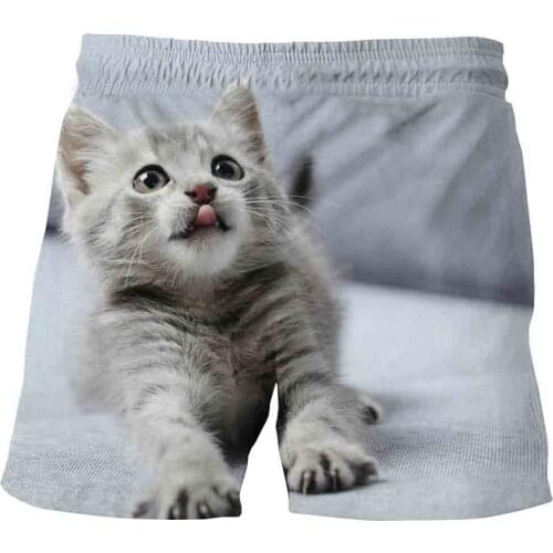 2021New fashion summer male shorts boy cat 3D beach pants sports pants unisex trendy street shorts sports swimwear beach pants