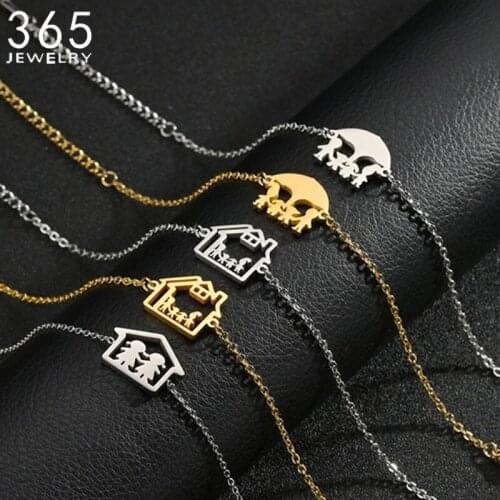 New Stainless Steel Daughter Son Family Bracelet Gold Adjustable Mom Dad Brand Charm Bracelets Jewelry For Women Girl Gift