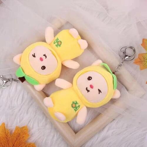 New Cute Exquisite Boutique Cartoon Lemon cat soft Plush yellow keychain Soothing doll christmase interesting gift