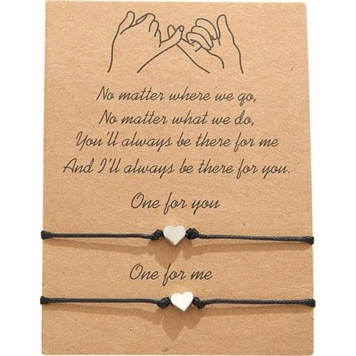 Pinky Promise Couple Bracelets For Women Men Red Black String Lucky Heart Charm Bracelets Wholesale Valentines Day Gift