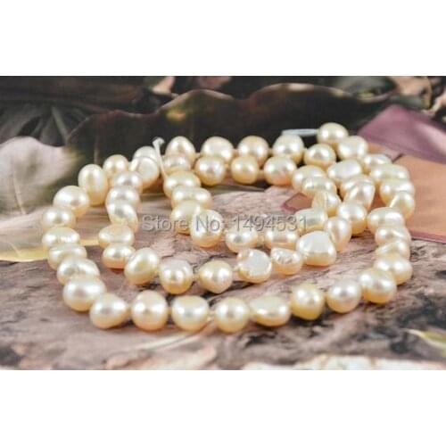 Wholesale Pearl Jewelry, 63 Beads Luster Flat Pink Real Pearl Gem One Strand 6-7mm 18 Inches - Free Shipping