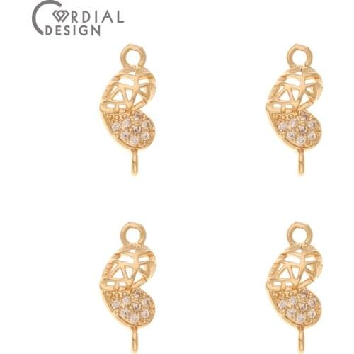 Cordial Design 100Pcs 7*15MM DIY Connectors/Earrings Accessories/Heart Shape/CZ Making/Hand Made/Jewelry Findings & Components