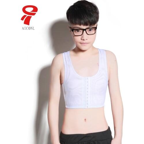 Tomboy chest binder Buckle Short Breast Binder Trans Vest Casual Shapers Tops Black and White Short Corset Tee Super Flat Bra